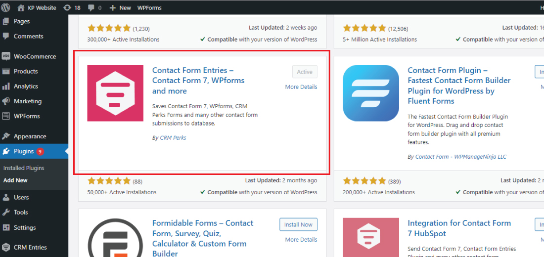 export the WordPress form entries to CSV and excel
